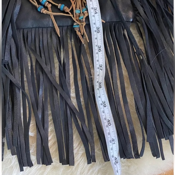 Black Spell & the Gypsy Dreamweaver Black | Black Leather Fringe Boho Crossbody - Picture 7 of 15